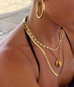 gold jewelry, layered necklace